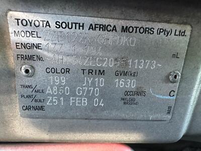 TOYOTA COROLLA ZZE122 03/2003-06/2007 TAILGATE NON SPOILER TYPE HATCH - Image 12