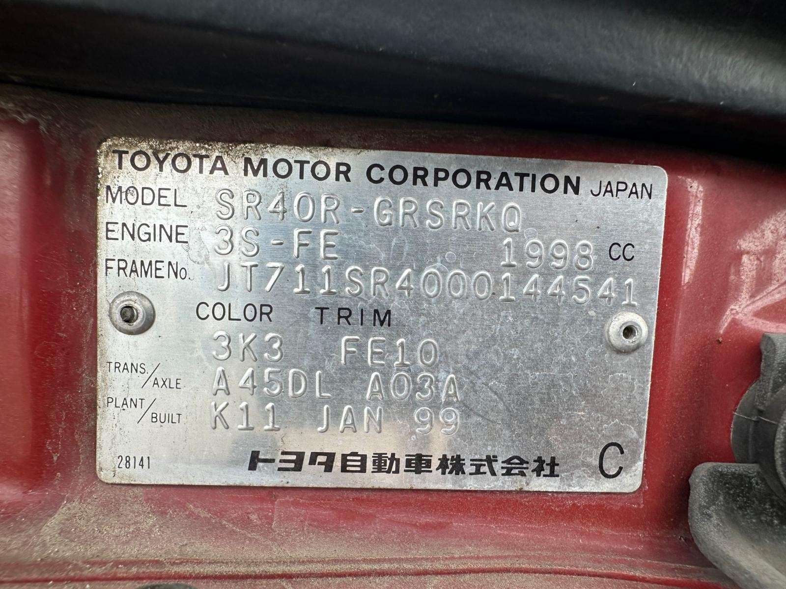 TOYOTA SPACIA SR40 02/1998-12/2001 RIGHT SIDE 3RD SEAT - Image 10