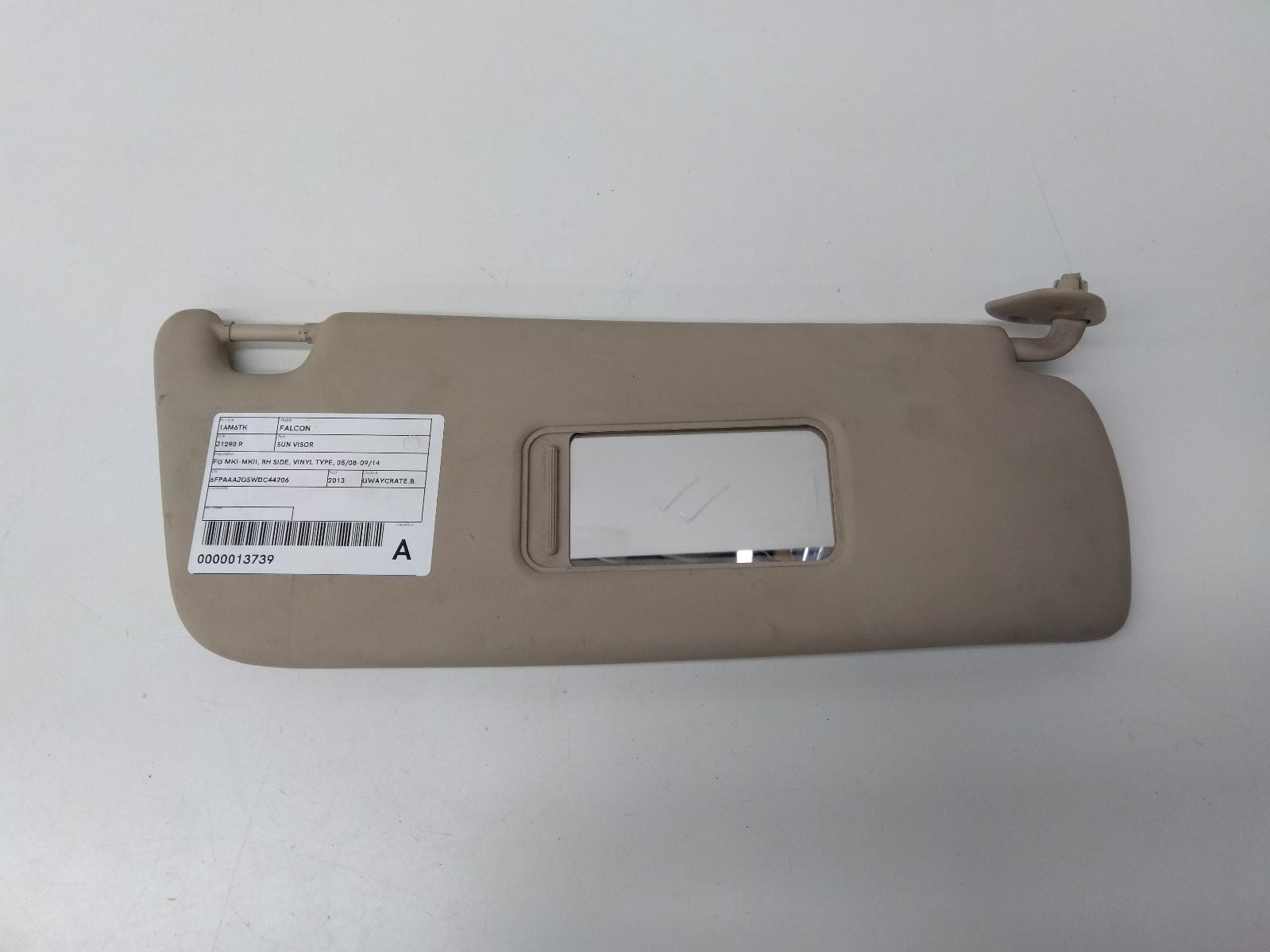 FORD FALCON FG MKI-MKII 05/2008-09/2014 RIGHT SIDE SUN VISOR VINYL TYPE