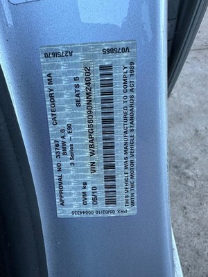BMW 3 SERIES 03/2005-04/2012 LEFT FRONT DOOR SHELL SEDAN - Image 12