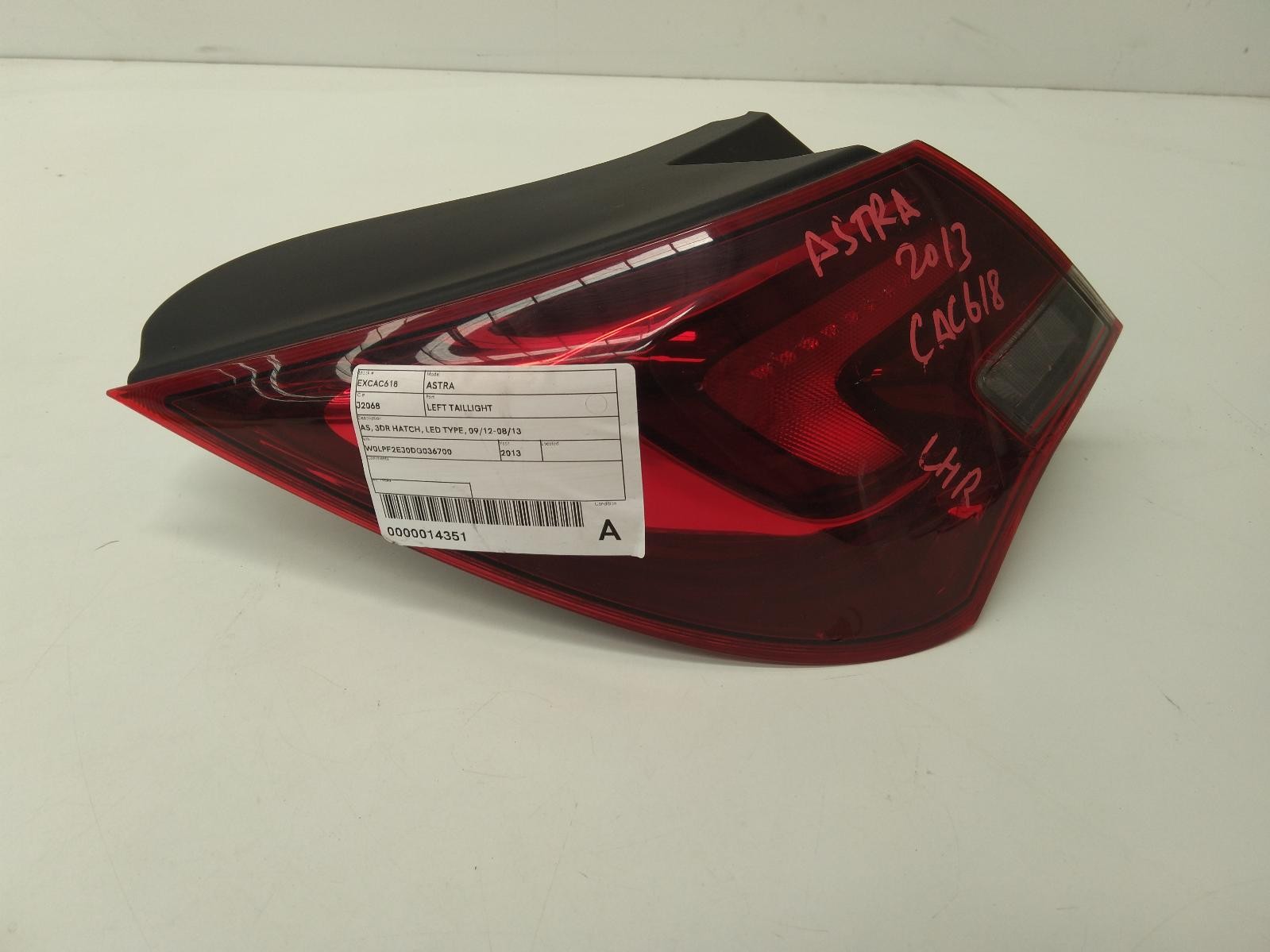 OPEL ASTRA AS 09/2012-08/2013 LEFT TAILLIGHT LED TYPE 3DR HATCH