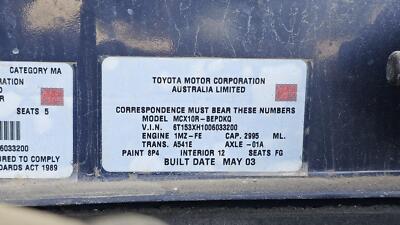TOYOTA AVALON MCX10R 07/2000-06/2005 RIGHT REAR SEAT BELT STALK ONLY - Image 12
