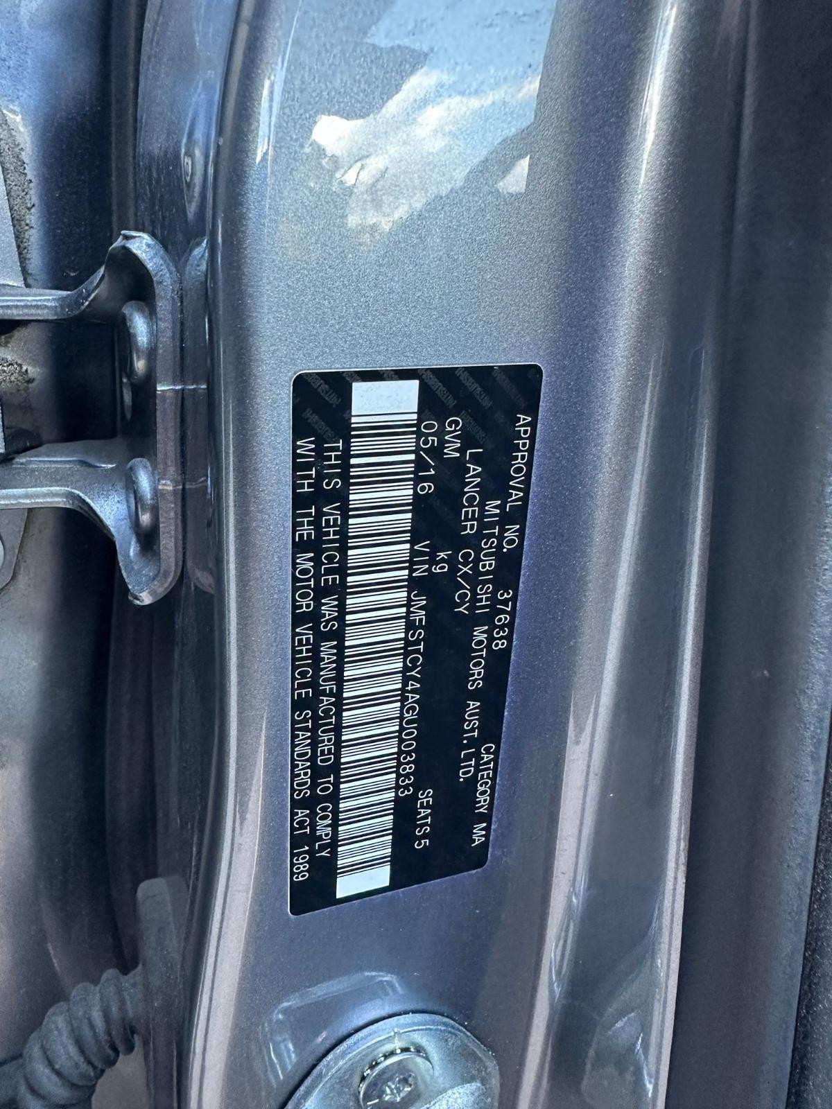 MITSUBISHI LANCER CF 11/2015-12/2017 RIGHT REAR DOOR SHELL SEDAN - Image 12