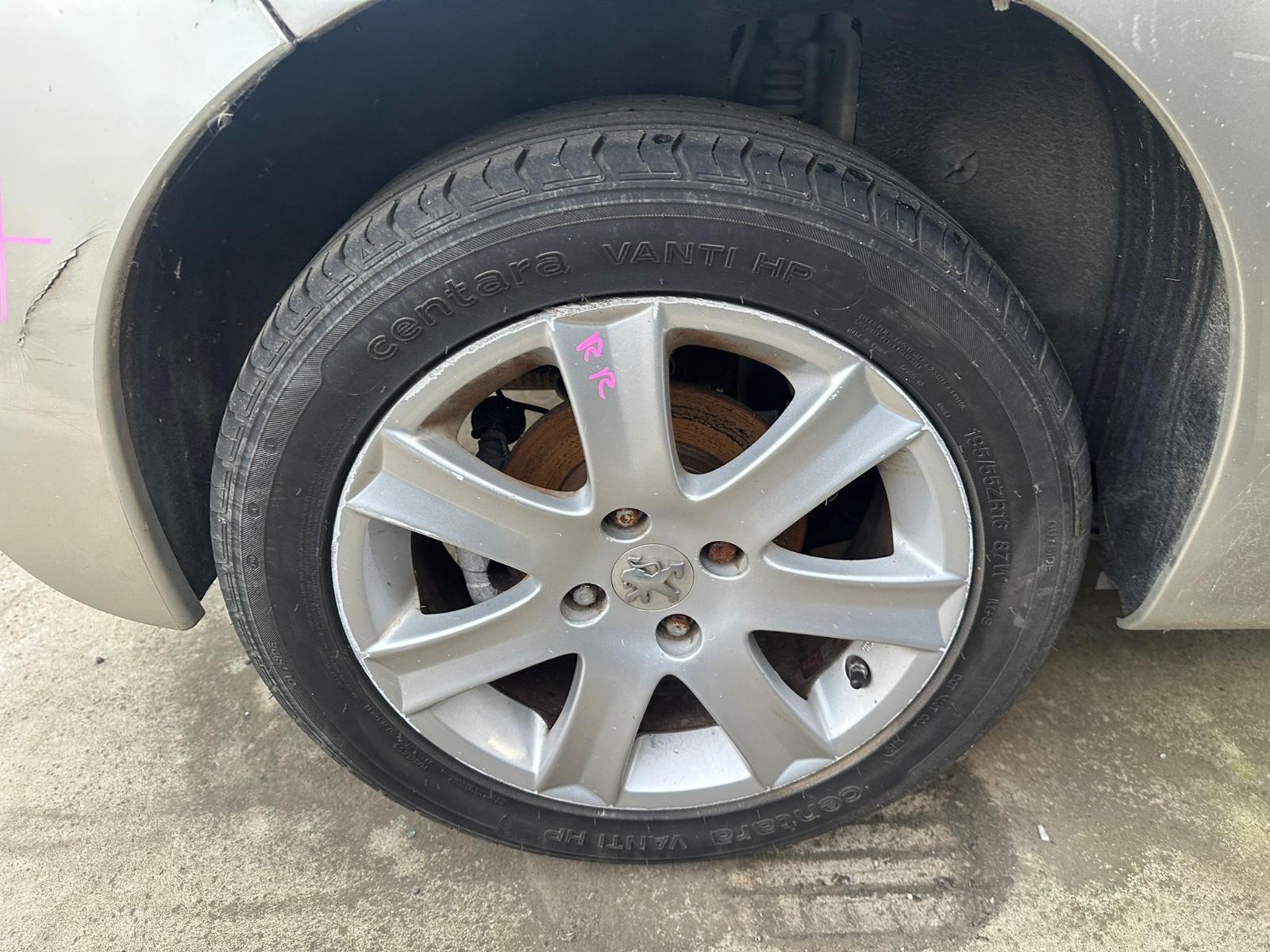 PEUGEOT 207 A7 03/2007-12/2012 RIGHT REAR WHEEL ALLOY FACTORY 16X6.0IN 7 SPOKE