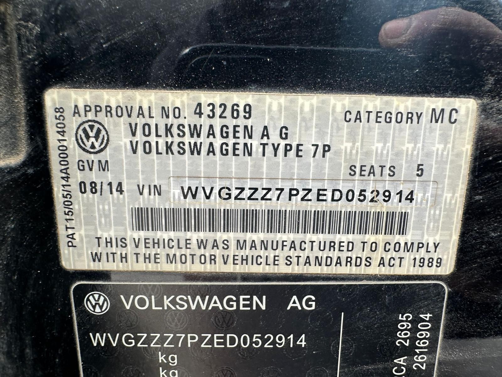 VOLKSWAGEN TOUAREG 7P 12/2010-04/2018 RIGHT REAR INNER DOOR HANDLE - Image 12