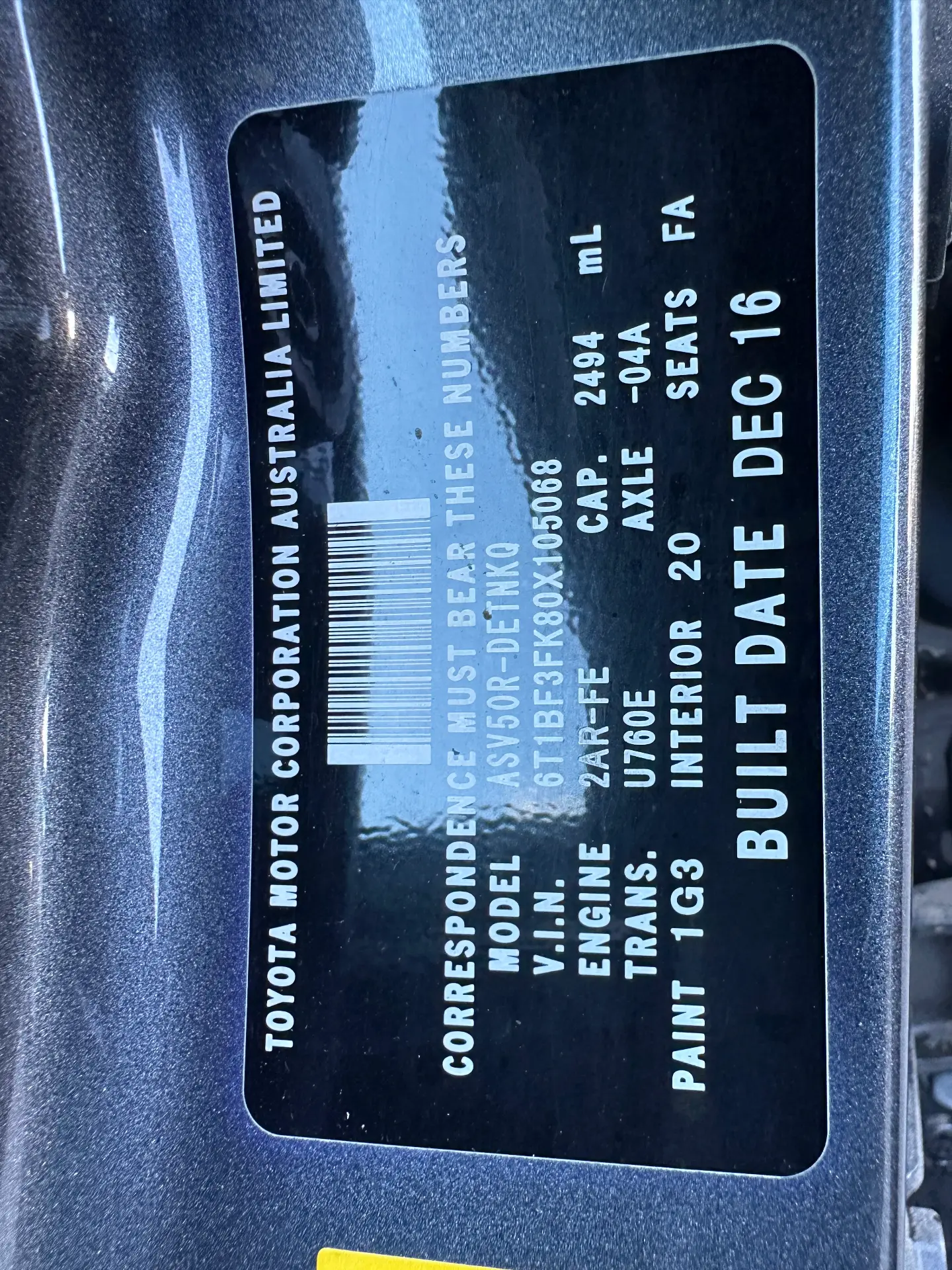 Toyota Camry 2016 Black Auto Petrol